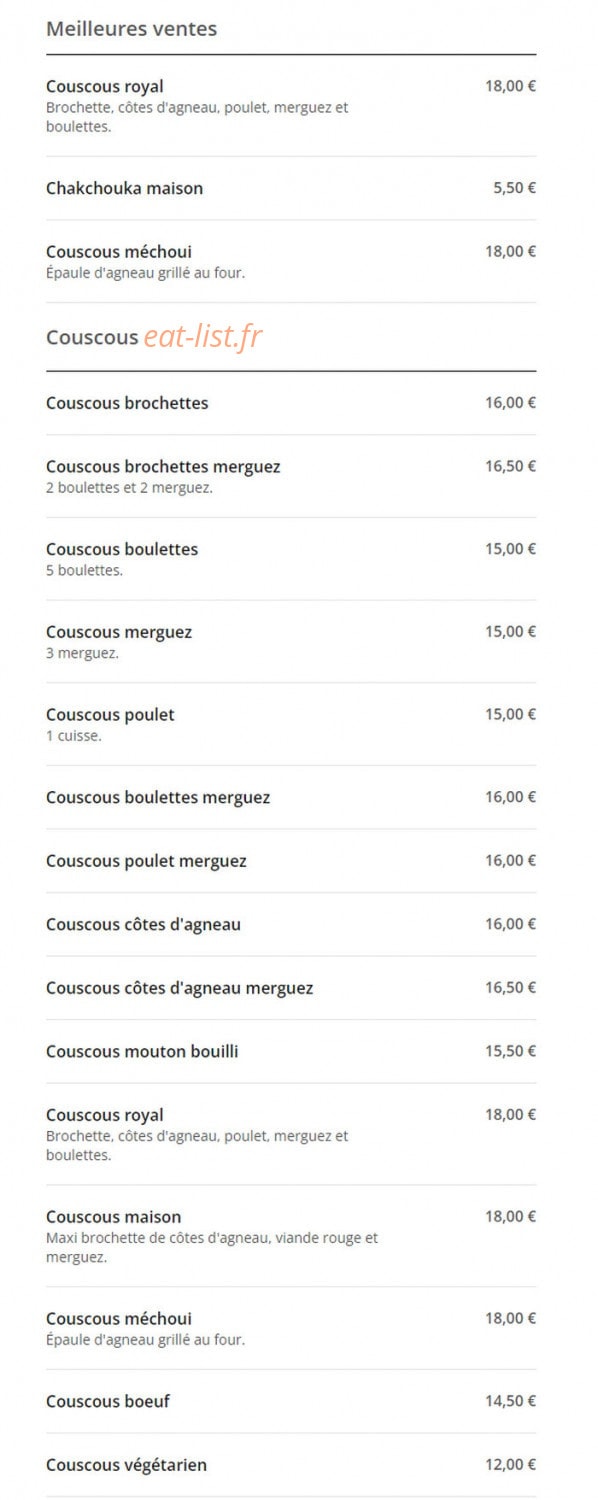 Le Marrakech — carte page 1