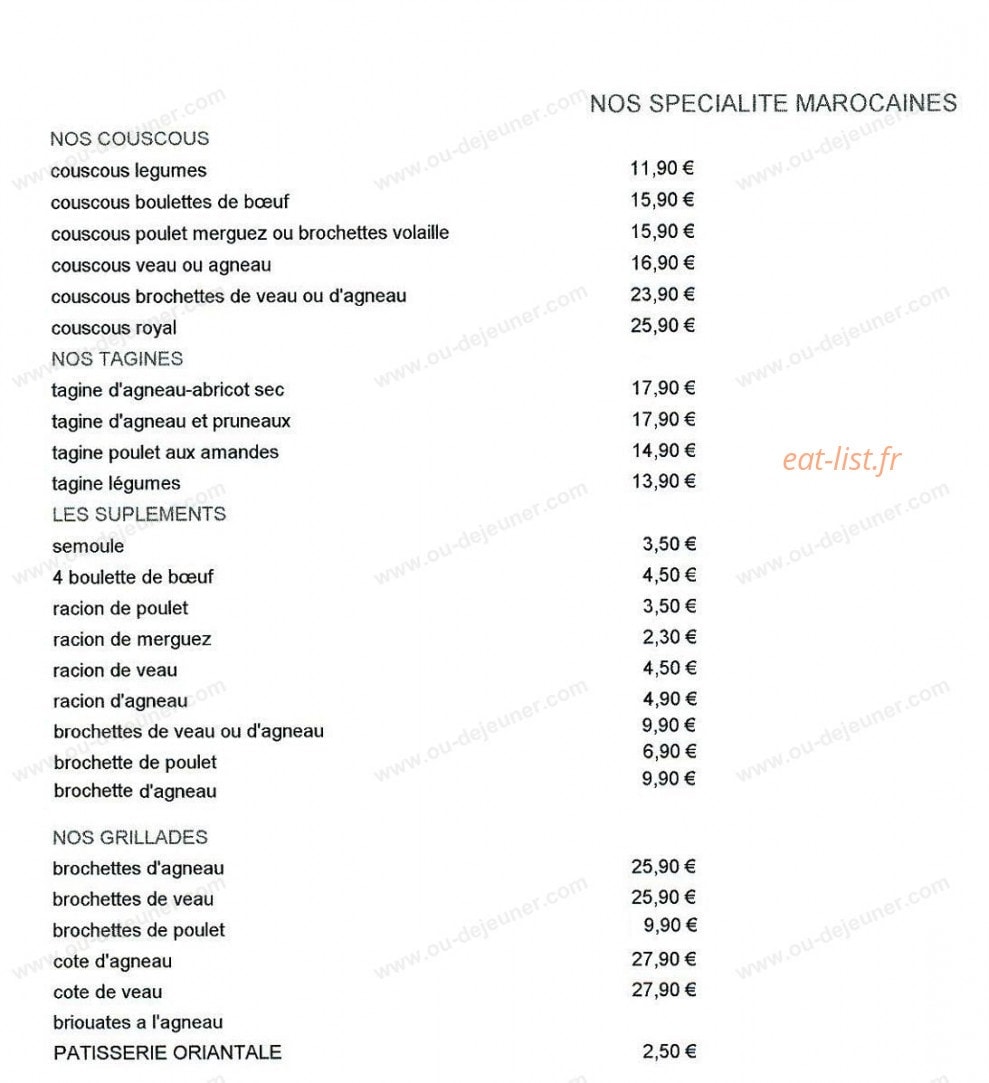 Mc Top Pizza — carte page 1