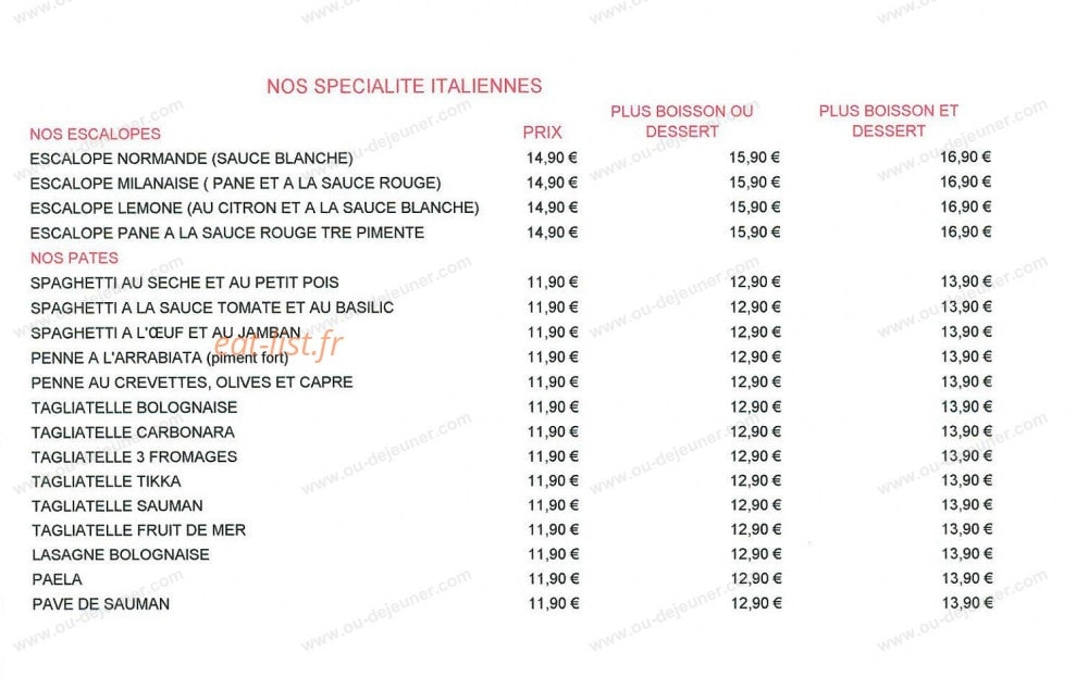 Mc Top Pizza — carte page 3