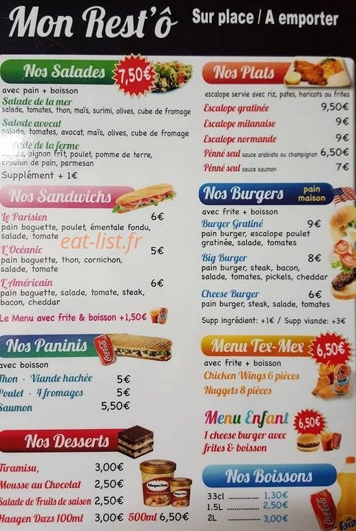 Mon Rest'ô — carte page 1
