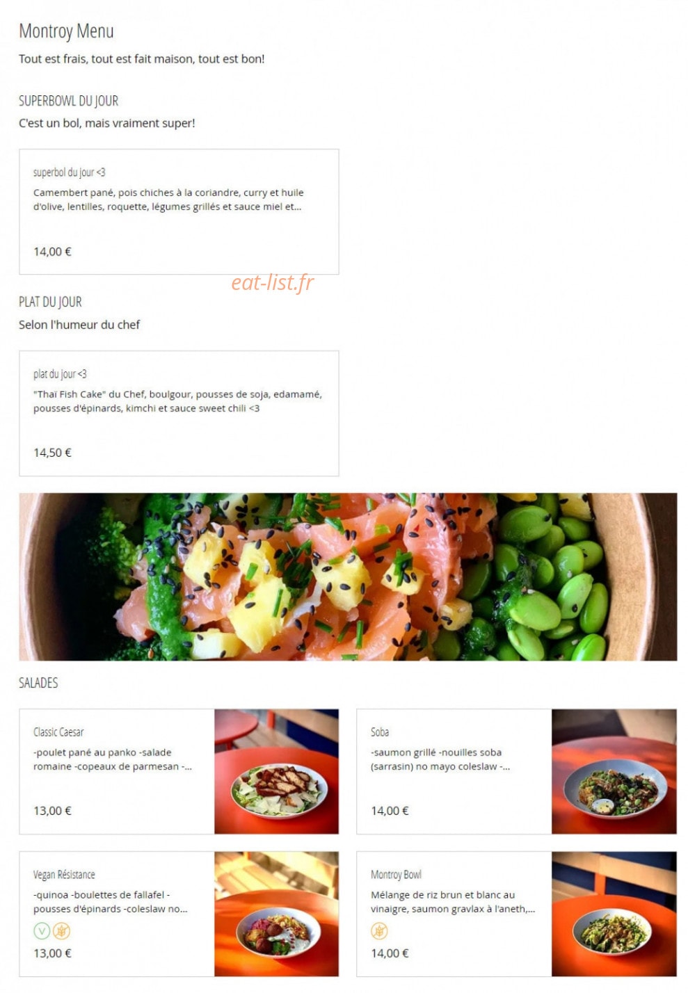 Montroy Caféteria — carte page 1