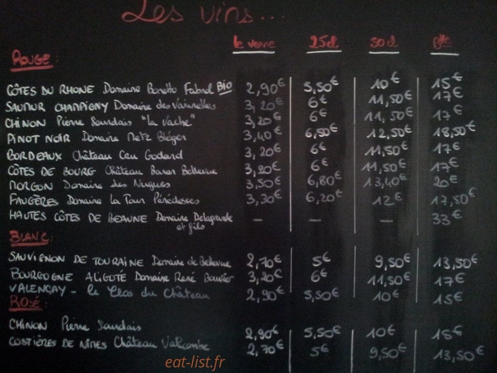 Ô Bar Lié — carte page 2