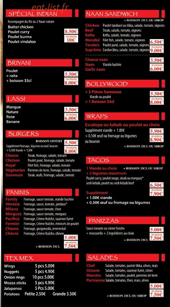 Pizza One — carte page 2