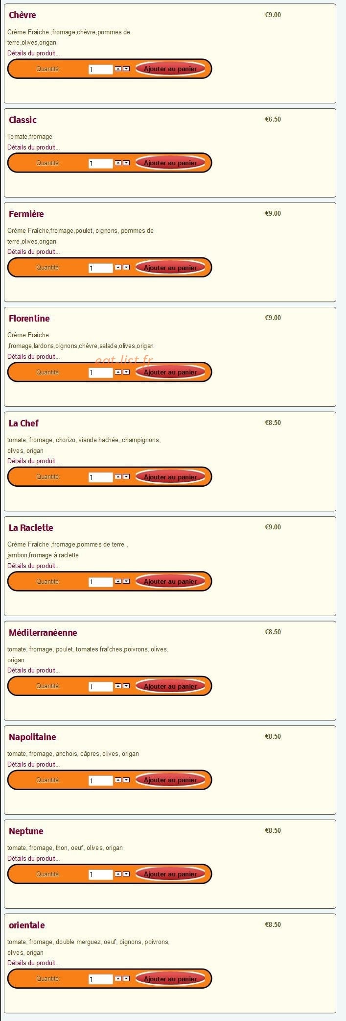 Pronto Pizza — carte page 2