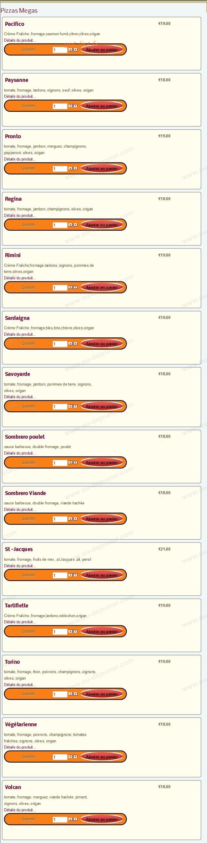 Pronto Pizza — carte page 9