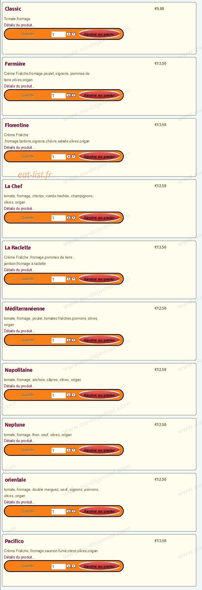 Pronto Pizza — carte page 5
