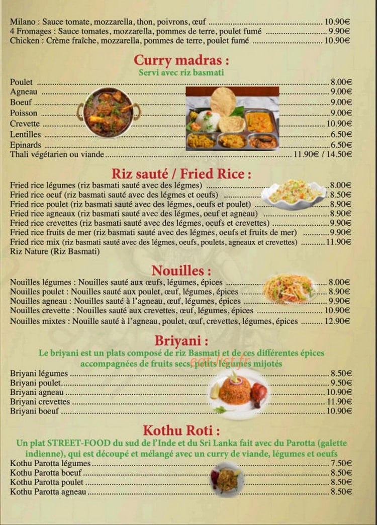 Restaurant Du Parc — carte page 2