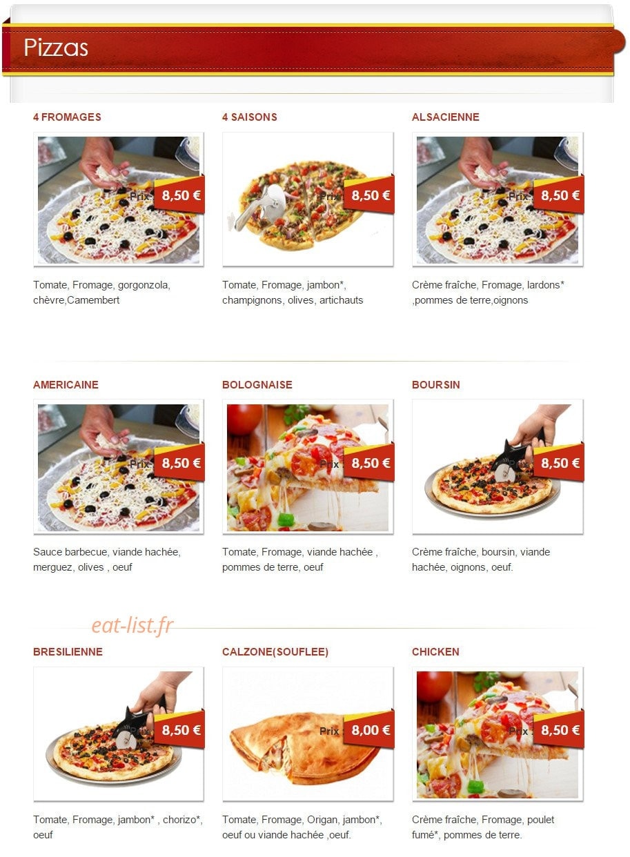 Riya Pizza — carte page 1