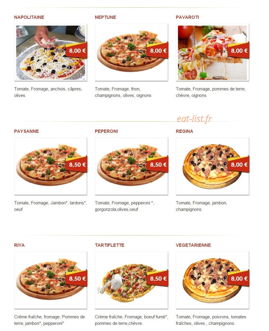 Riya Pizza — carte page 3