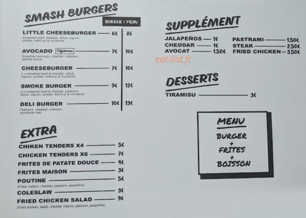 Super Smash Burger — carte page 2