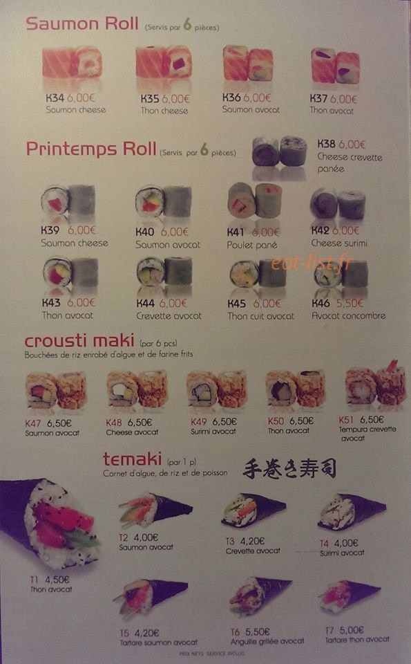 Sushi Kendo — carte page 16