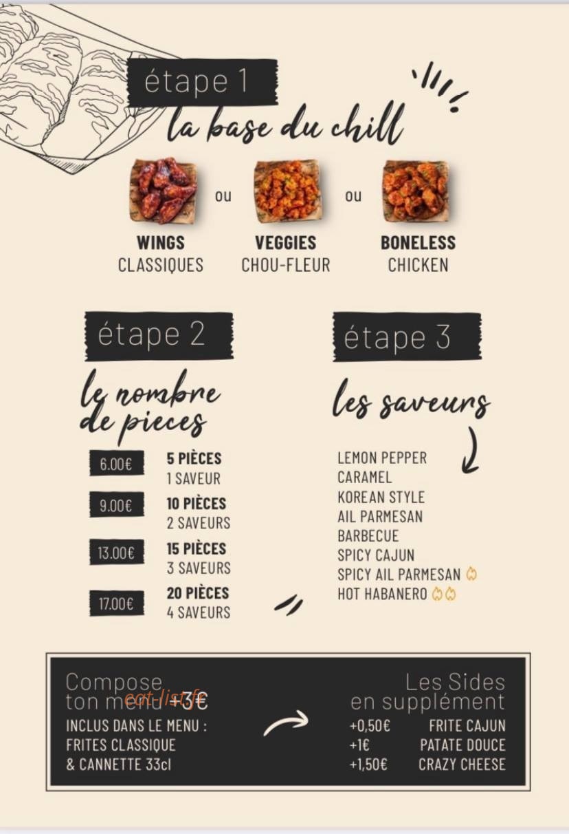 Wings and chill — carte page 1