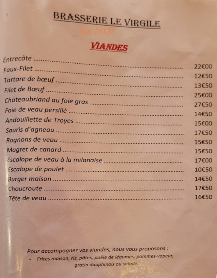 Chez Virgile — carte page 2