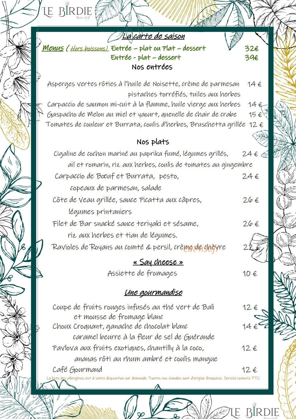 Le Birdie Restau golf — carte page 2