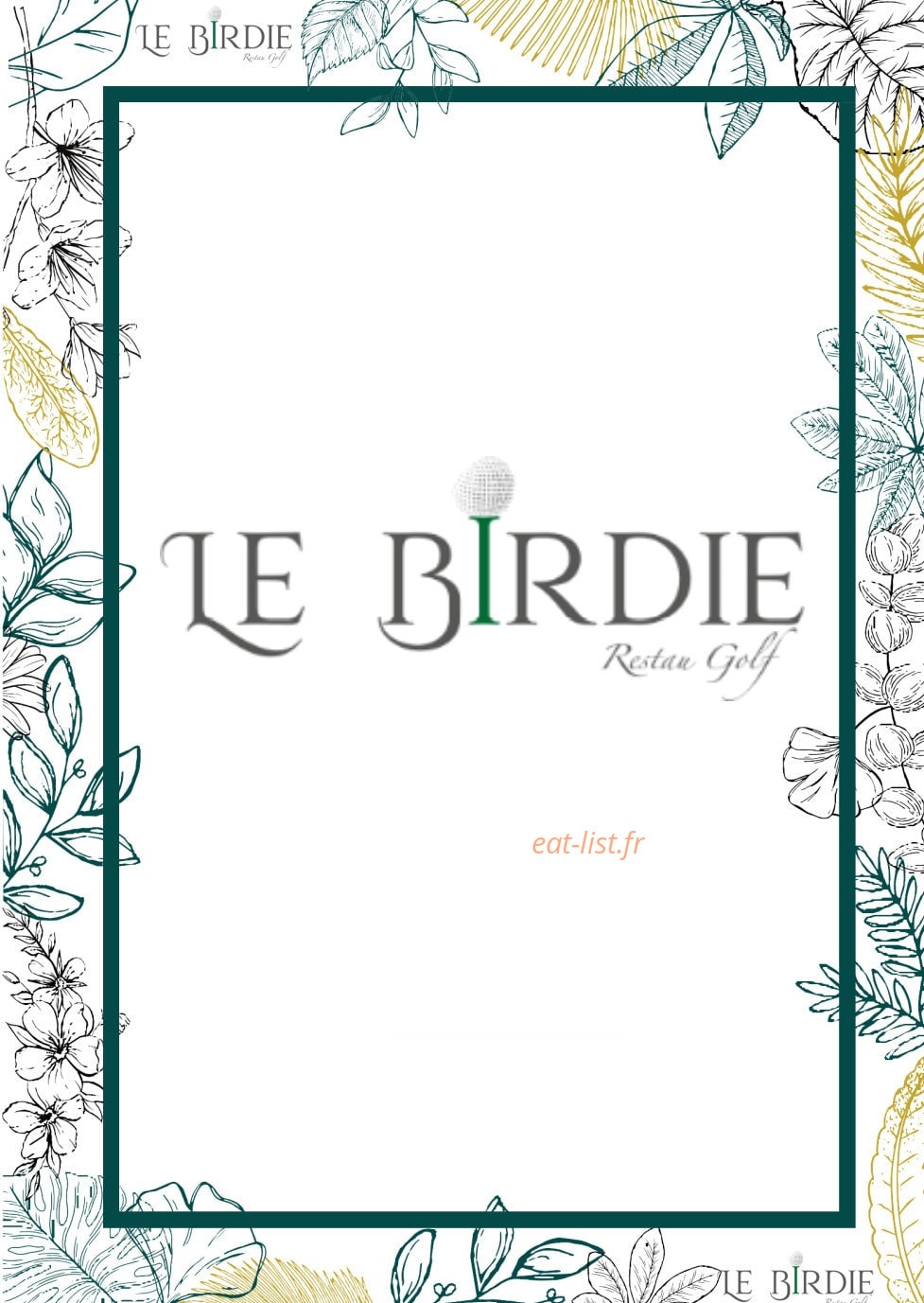 Le Birdie Restau golf — carte page 1