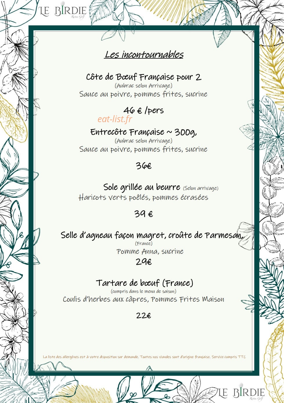 Le Birdie Restau golf — carte page 3
