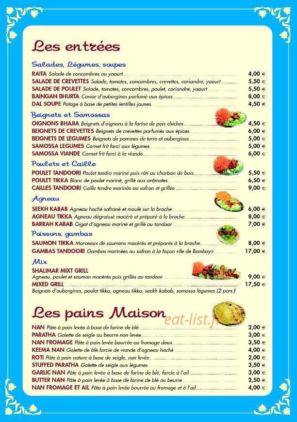 New Shalimar — carte page 2