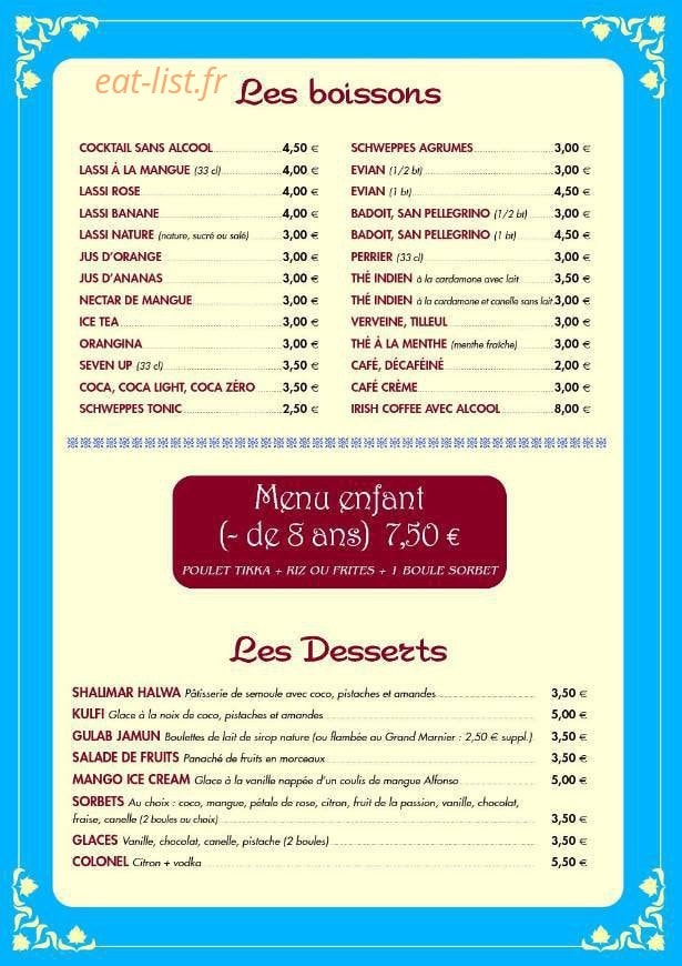 New Shalimar — carte page 7