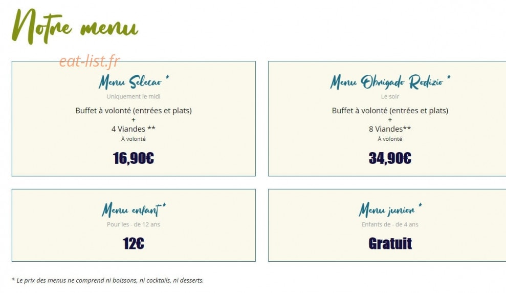 Obrigado Rodizio — carte page 1