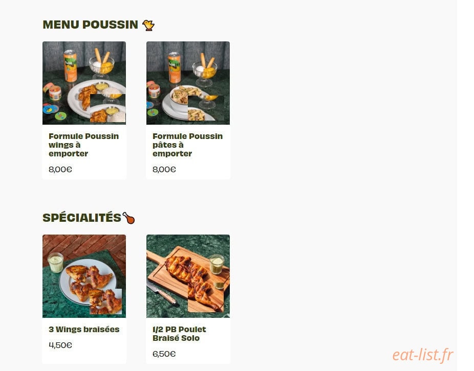 PB Poulet Braisé — carte page 6