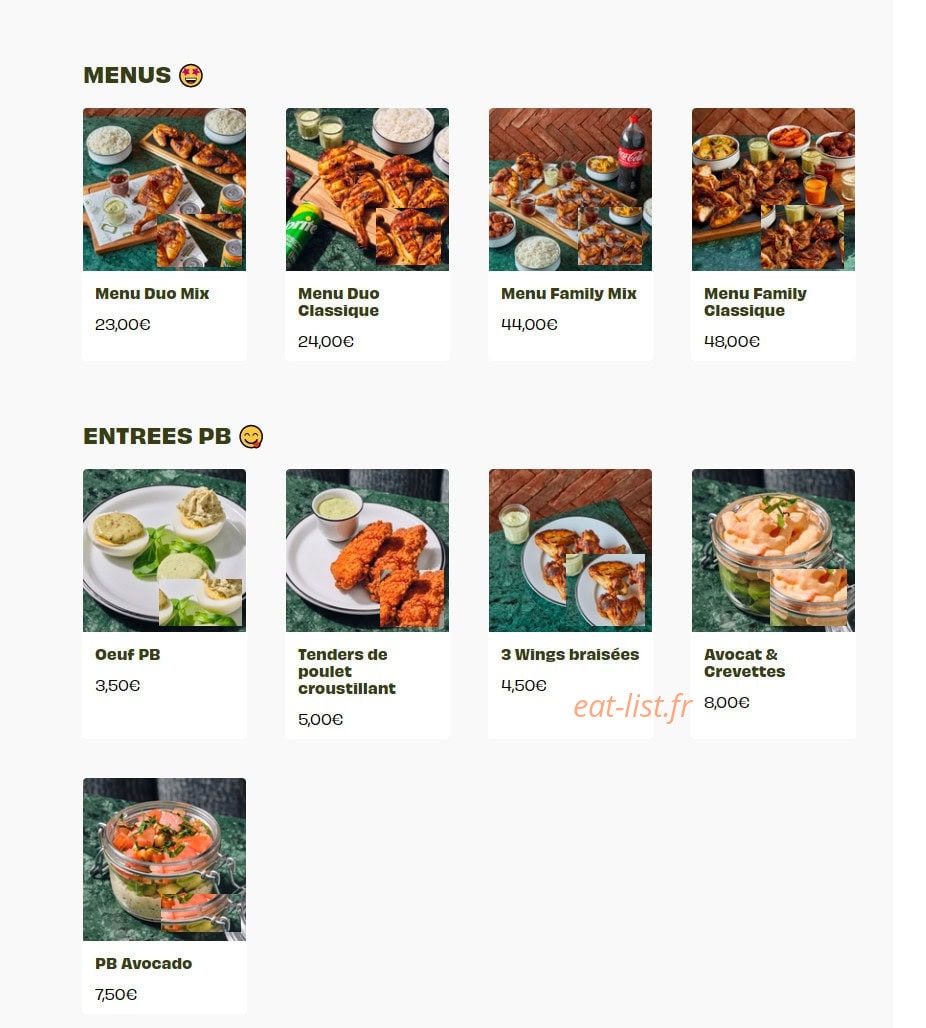 PB Poulet Braisé — carte page 1