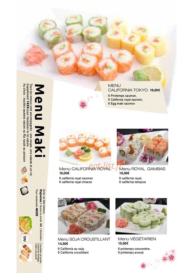 Carte et menu de Royal Tokyo à Rosny Sous Bois — Menu maki 1
