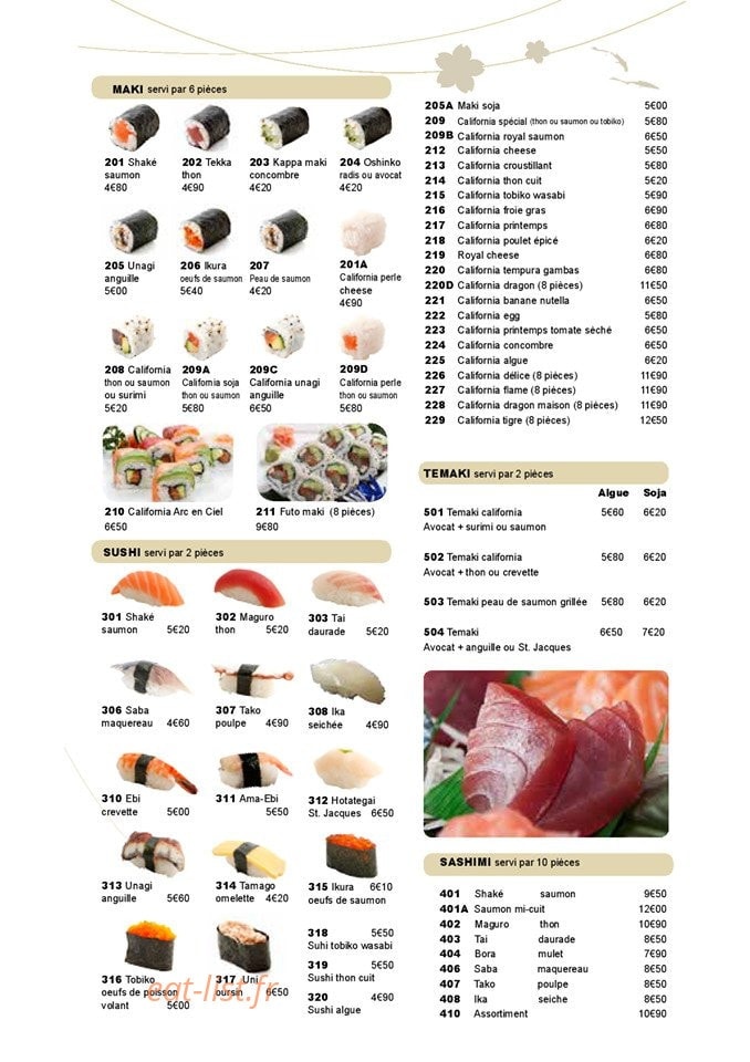 Carte et menu de Royal Tokyo à Rosny Sous Bois — Maki, temaki ...