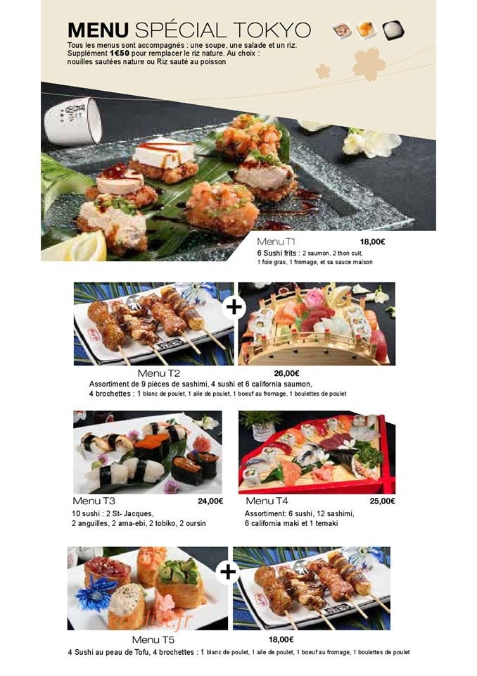 Carte et menu de Royal Tokyo à Rosny Sous Bois — Menu special tokyo