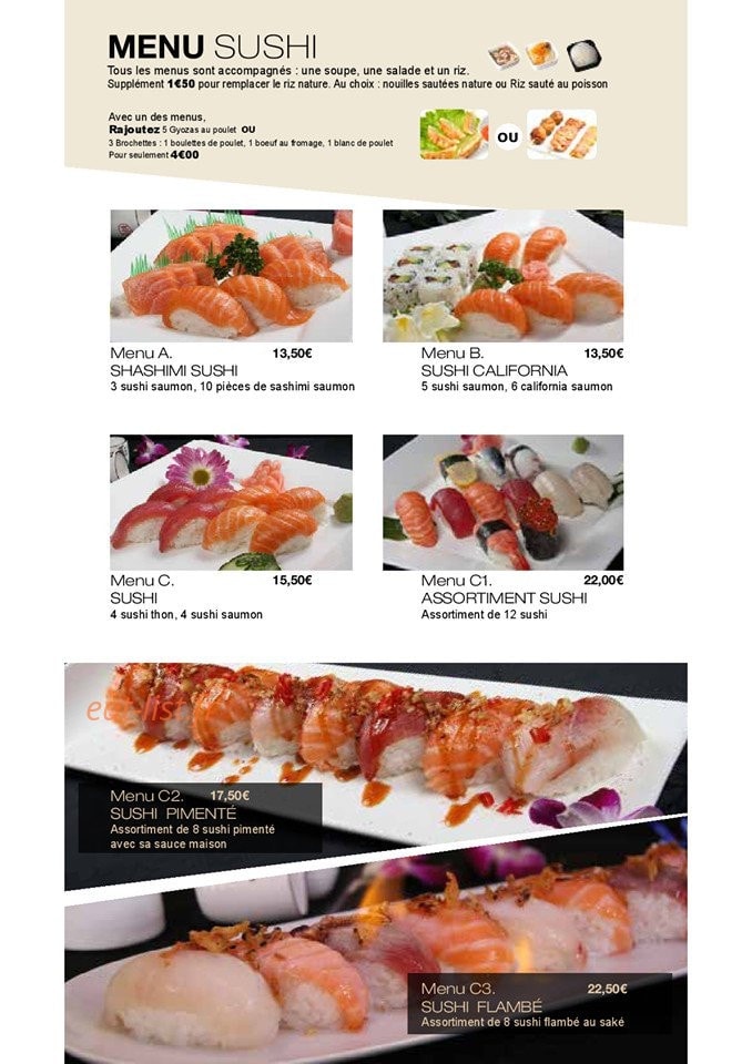 Carte et menu de Royal Tokyo à Rosny Sous Bois — Menu sushi
