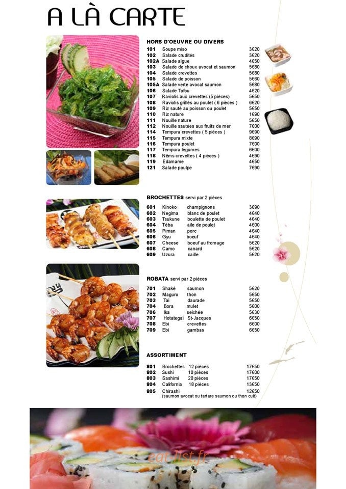 Carte et menu de Royal Tokyo à Rosny Sous Bois — Brochettes, robata ...
