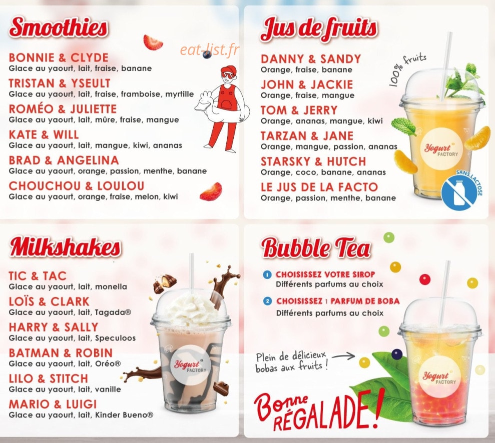 Yogurt Factory — carte page 2