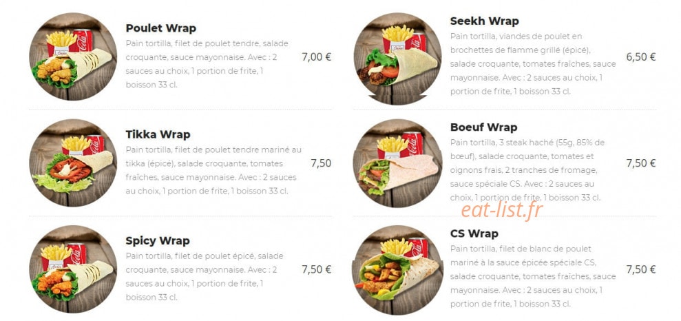 Chicken Spot — carte page 4