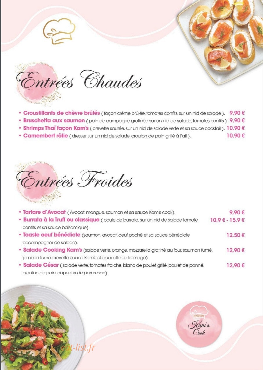Kam's Cook — carte page 1