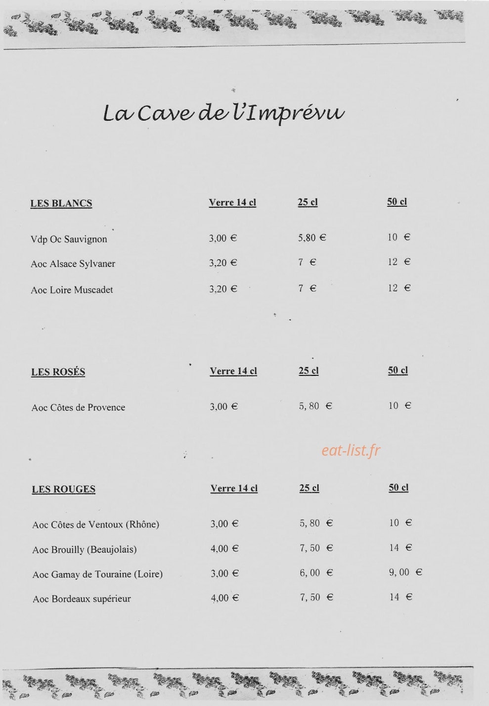 L'imprévu — carte page 3