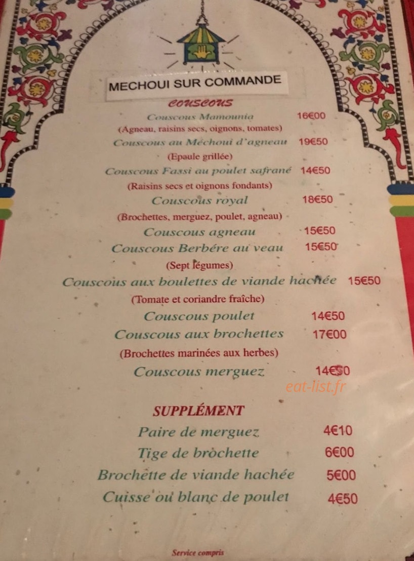 La Mamounia — carte page 1