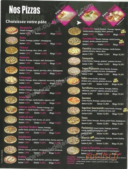 Pizza Garnie — carte page 1