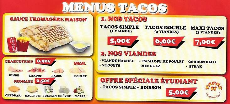 Tacos 93 — carte page 1