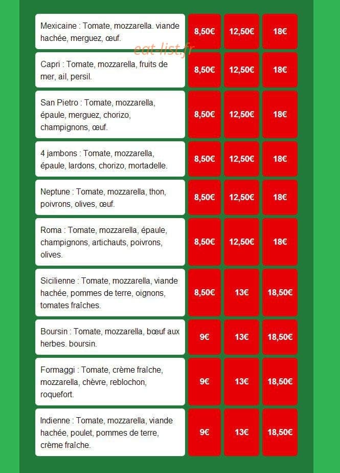 Andiamo Pizza — carte page 3