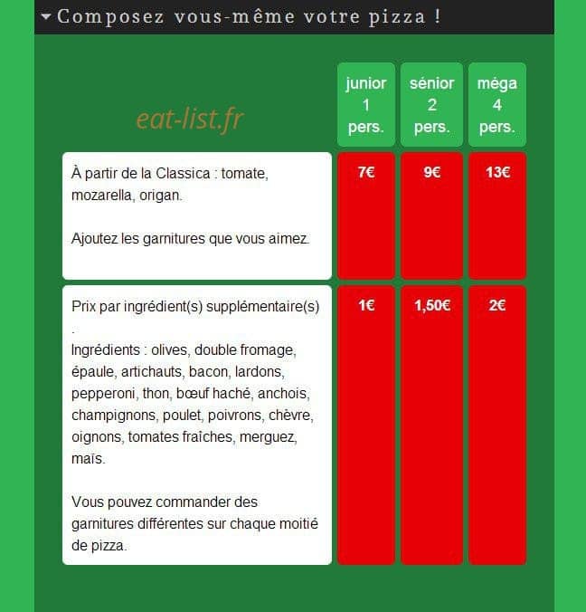 Andiamo Pizza — carte page 6