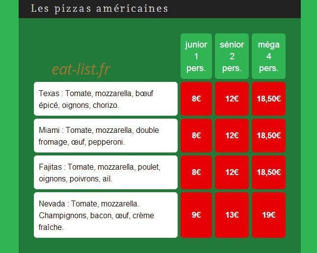 Andiamo Pizza — carte page 4