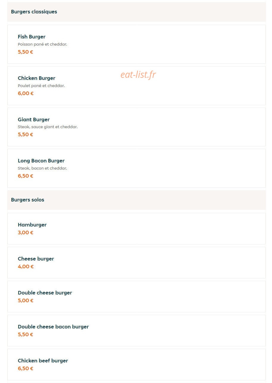 First food — carte page 6