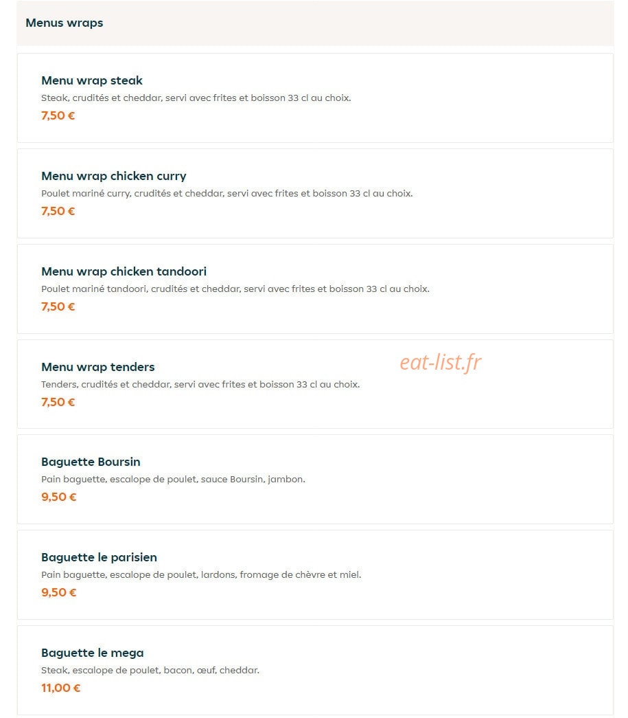 First food — carte page 4