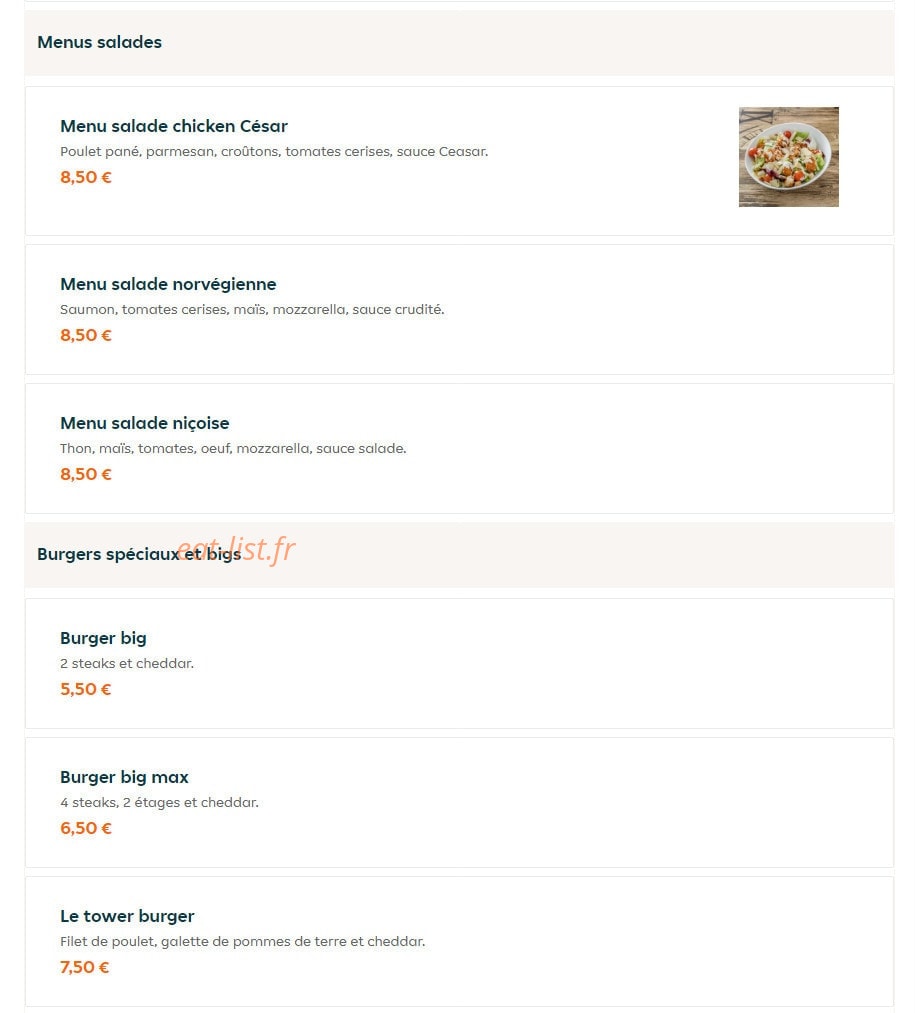 First food — carte page 5