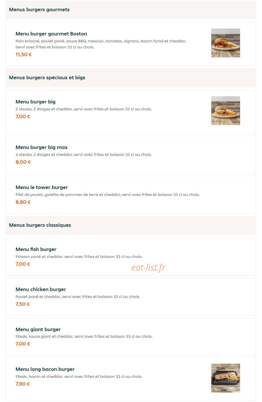 First food — carte page 1