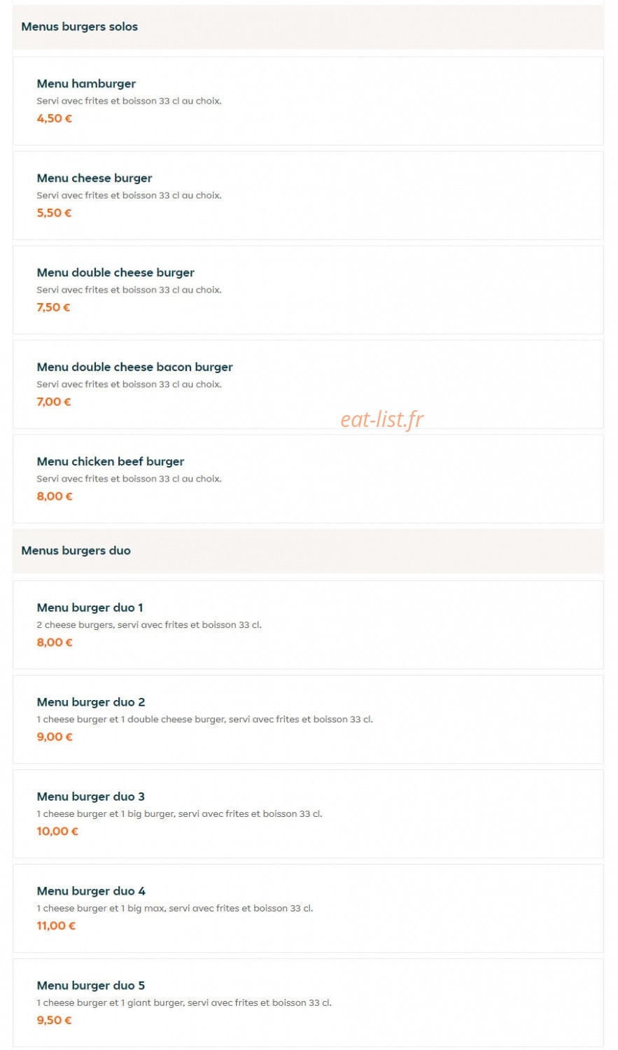 First food — carte page 2