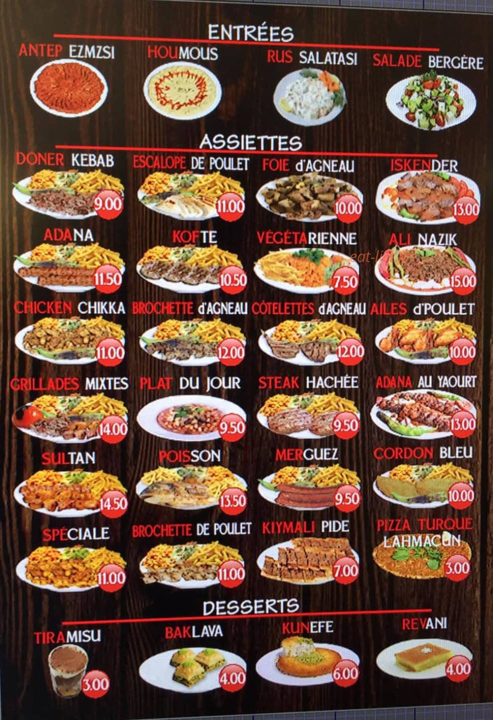 Grill Sultan — carte page 1