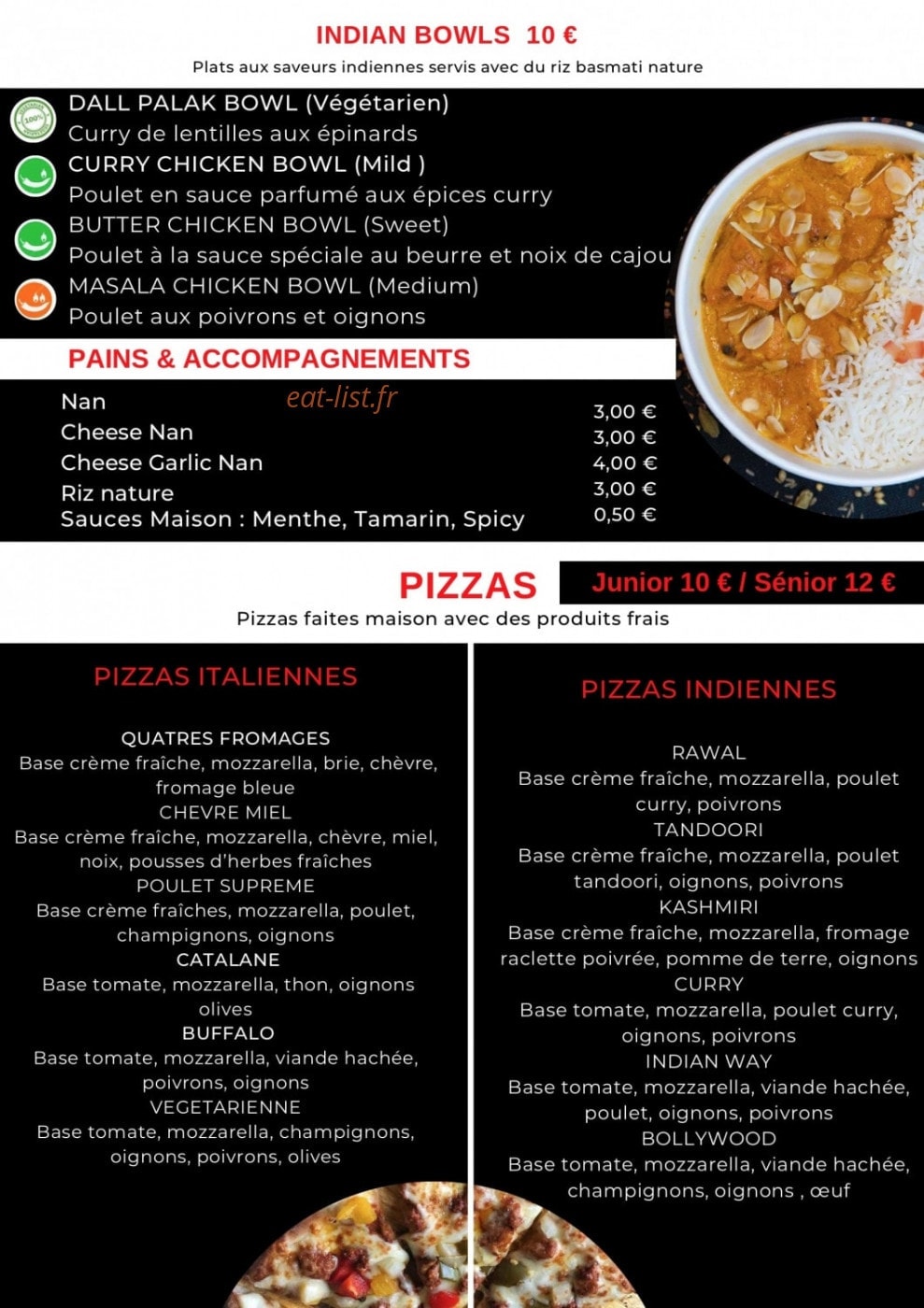indian way restaurant — carte page 1