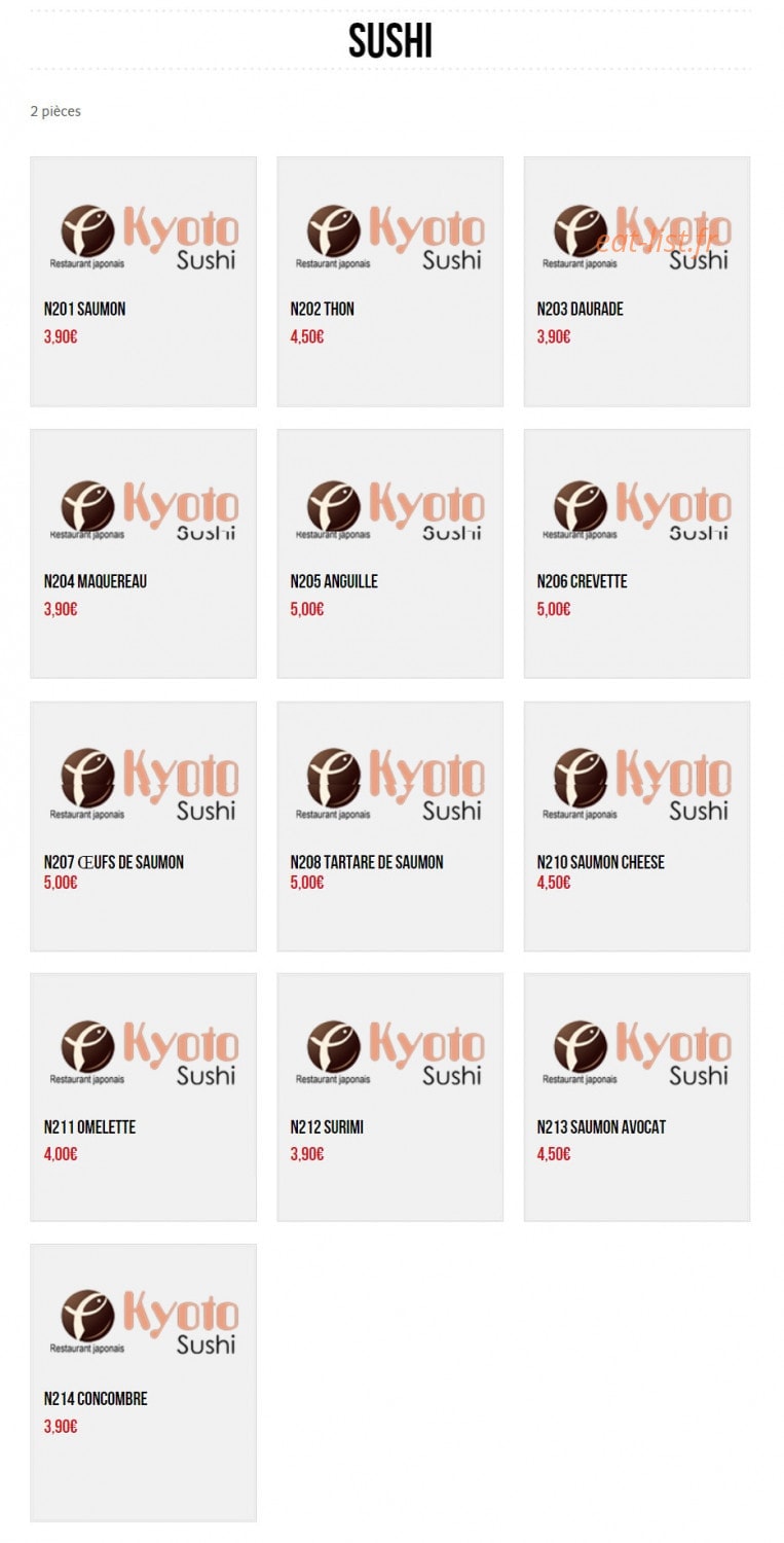 Kyoto Sushi — carte page 2