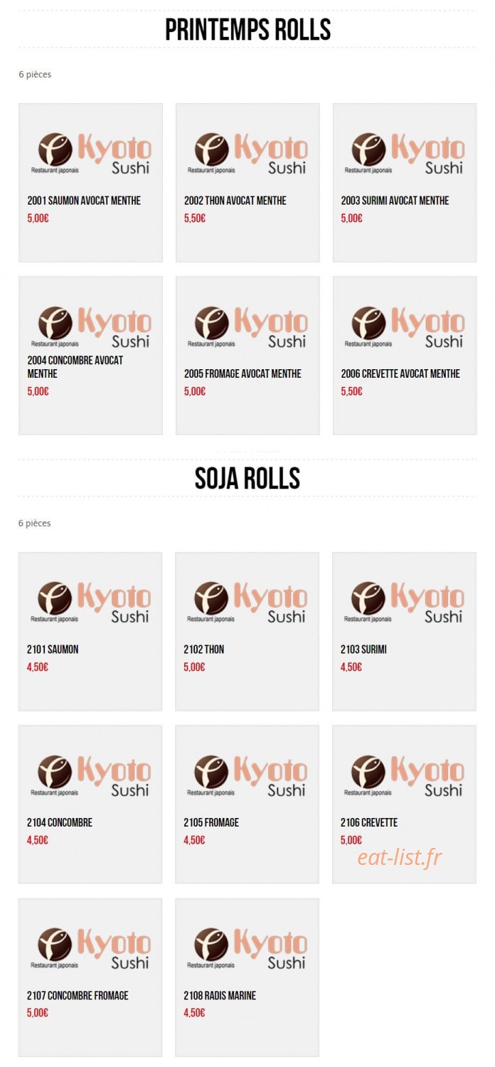 Kyoto Sushi — carte page 7