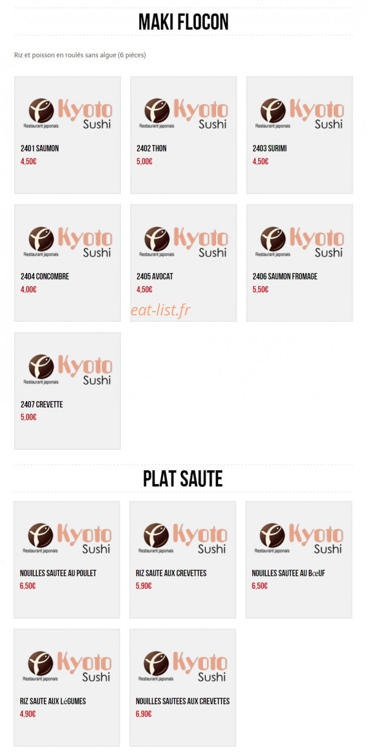 Kyoto Sushi — carte page 9